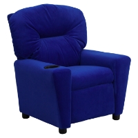 Microfiber Kids Recliner Chair - Cup Holder, Blue