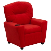Microfiber Kids Recliner Chair - Cup Holder, Red