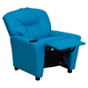 Upholstered Kids Recliner Chair - Cup Holder, Turquoise - FLSH-BT-7950-KID-TURQ-GG