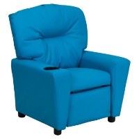 Upholstered Kids Recliner Chair - Cup Holder, Turquoise