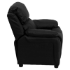 Deluxe Padded Upholstered Kids Recliner - Storage Arms, Black - FLSH-BT-7985-KID-BK-LEA-GG