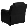 Deluxe Padded Upholstered Kids Recliner - Storage Arms, Black - FLSH-BT-7985-KID-BK-LEA-GG