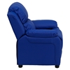 Deluxe Padded Upholstered Kids Recliner - Storage Arms, Blue - FLSH-BT-7985-KID-BLUE-GG