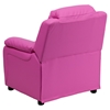 Deluxe Padded Upholstered Kids Recliner - Storage Arms, Hot Pink - FLSH-BT-7985-KID-HOT-PINK-GG
