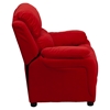 Deluxe Padded Upholstered Kids Recliner - Storage Arms, Red, Microfiber - FLSH-BT-7985-KID-MIC-RED-GG