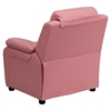 Deluxe Padded Upholstered Kids Recliner - Storage Arms, Pink - FLSH-BT-7985-KID-PINK-GG