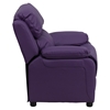 Deluxe Padded Upholstered Kids Recliner - Storage Arms, Purple - FLSH-BT-7985-KID-PUR-GG