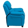 Deluxe Padded Upholstered Kids Recliner - Storage Arms, Turquoise - FLSH-BT-7985-KID-TURQ-GG