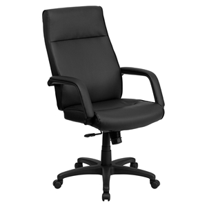 Leather Executive Adjustable Swivel Office Chair - High Back, Black 