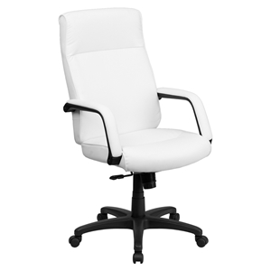 Leather Executive Swivel Office Chair - High Back, White 