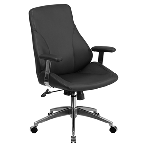 Leather Executive Office Chair - Mid Back, Swivel, Black 
