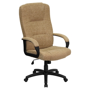 Fabric Executive Swivel Office Chair - High Back, Beige 