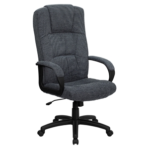 Fabric Executive Swivel Office Chair - High Back, Gray 