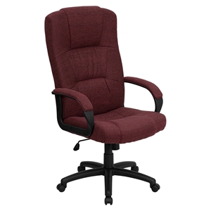 Fabric Executive Swivel Office Chair - High Back, Burgundy 