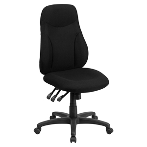 Fabric Swivel Task Chair - Multi Functional, High Back, Black 