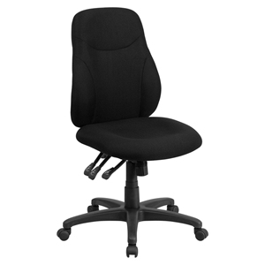 Fabric Swivel Task Chair - Mid Back, Multi Functional, Black 