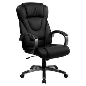 Leather Executive Office Chair - Adjustable, Swivel, High Back, Black 