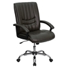 Leather Swivel Chair - Mid Back, Brown - FLSH-BT-9076-BRN-GG