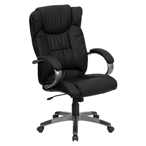 Leather Executive Office Chair - High Back, Adjustable, Swivel, Black 