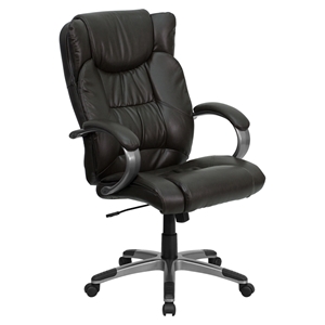 Leather Executive Swivel Office Chair - High Back, Brown 