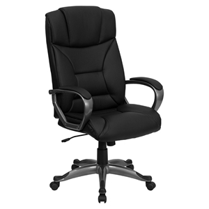 Leather Executive Adjustable Office Chair - High Back, Swivel, Black 