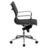 Ribbed Leather Swivel Conference Chair - Mid Back, Black - FLSH-BT-9826M-BK-GG