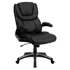 Leather Executive Swivel Office Chair - High Back, Black, Height Adjustable - FLSH-BT-9896H-GG