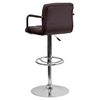 Quilted Faux Leather Barstool - Adjustable Height, with Arms, Brown - FLSH-CH-102029-BRN-GG