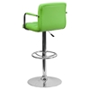 Quilted Faux Leather Barstool - Adjustable Height, with Arms, Green - FLSH-CH-102029-GRN-GG