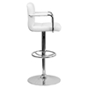 Quilted Faux Leather Barstool - Adjustable Height, with Arms, White - FLSH-CH-102029-WH-GG
