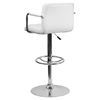 Quilted Faux Leather Barstool - Adjustable Height, with Arms, White - FLSH-CH-102029-WH-GG