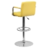 Quilted Faux Leather Barstool - Adjustable Height, with Arms, Yellow - FLSH-CH-102029-YEL-GG