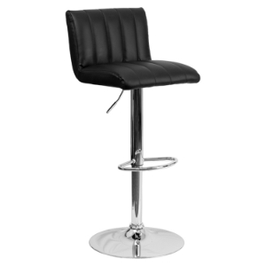 Faux Leather Adjustable Height Barstool - Black 