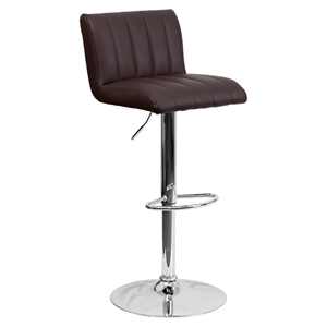 Faux Leather Adjustable Height Barstool - Brown 
