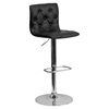 Faux Leather Barstool - Black, Button Tufted, Adjustable Height - FLSH-CH-112080-BK-GG