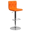 Faux Leather Barstool - Orange, Button Tufted, Adjustable Height - FLSH-CH-112080-ORG-GG