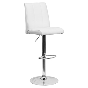 Faux Leather Barstool - Adjustable Height, White 