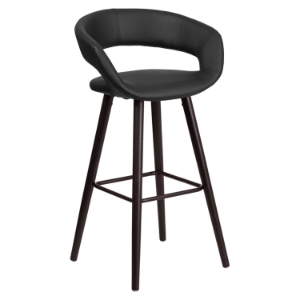 Brynn Series Barstool - Faux Leather, Black 