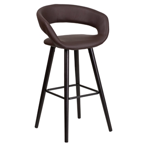 Brynn Series Barstool - Faux Leather, Brown 