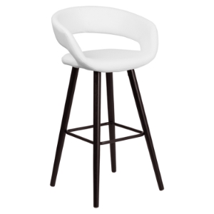 Brynn Series Barstool - Faux Leather, White 