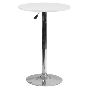 23.75" Round Table - White, Adjustable Height 