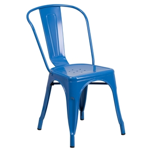 Metal Stackable Chair - Blue 