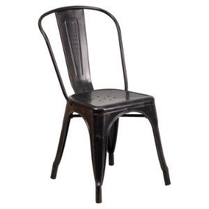 Metal Stackable Chair - Black Antique Gold 