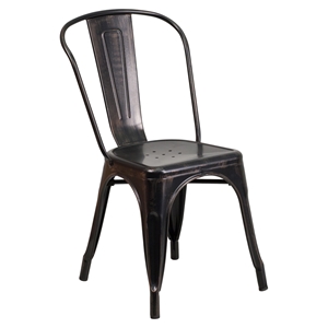 Metal Stackable Chair - Black Antique Gold 