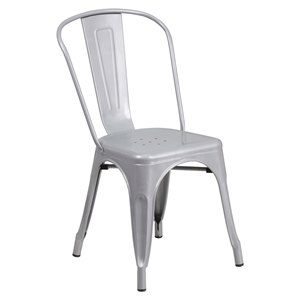 Metal Stackable Chair - Silver 