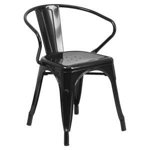 Metal Chair - with Arms, Black 