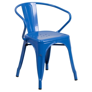 Metal Chair - with Arms, Blue 
