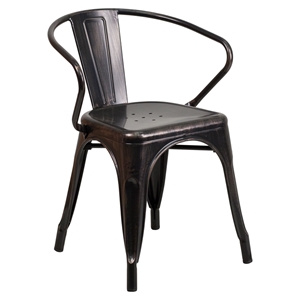 Metal Chair - with Arms, Black Antique Gold 
