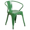 5 Pieces Square Metal Table Set - Arm Chairs, Green - FLSH-ET-CT002-4-70-GN-GG