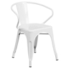 5 Pieces Square Metal Table Set - Arm Chairs, White - FLSH-ET-CT002-4-70-WH-GG